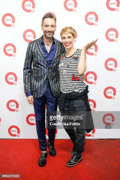 Designer Wolfgang Hein and make up artist Miriam Jacks attend a QVC event during the Vogue Fashion's Night Out on September 8, 2017 in duesseldorf,...