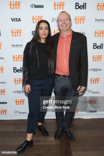 Rising Star Lina El Arabi and founder and CEO of IMDb Col Needham attend The 2017 Rising Stars - Power Break Lunch At The 2017 Toronto International...