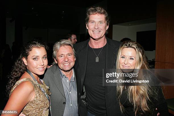Actors Jessica Pacheco, Davy Jones and David Hasselhoff and guest Michele Lilley attend the 2009 Pollstar Awards at the Nokia Theatre on January 30,...