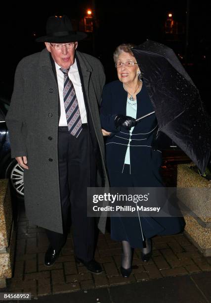 Ian Paisley and his wife Eileen Paisley arrive at the Late Late Show on January 30, 2009 in Dublin, Ireland.