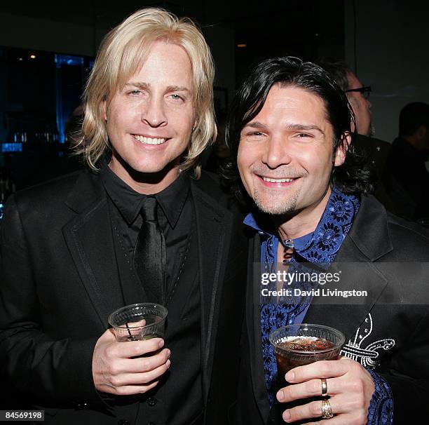 Musician Matthew Nelson and actor Corey Feldman attend the 2009 Pollstar Awards at the Nokia Theatre on January 30, 2009 in Los Angeles, California.
