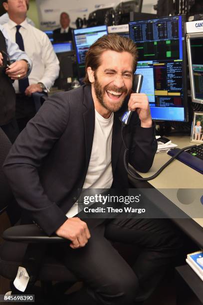 Actor Jake Gyllenhaal participates in Annual Charity Day hosted by Cantor Fitzgerald, BGC and GFI at Cantor Fitzgerald on September 11, 2017 in New...