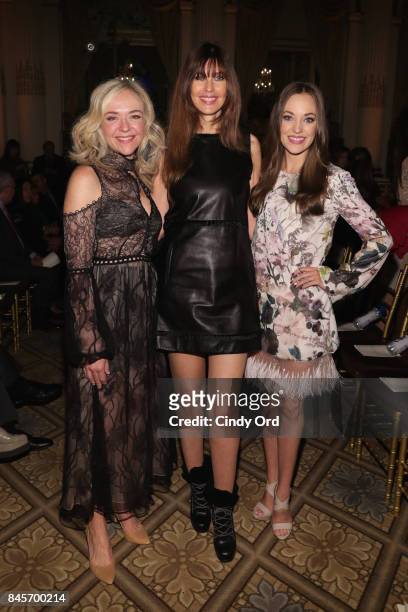 Rachel Bay Jones, Carol Alt and Laura Osnes attend Dennis Basso fashion show during New York Fashion Week: The Shows at The Plaza Hotel on September...