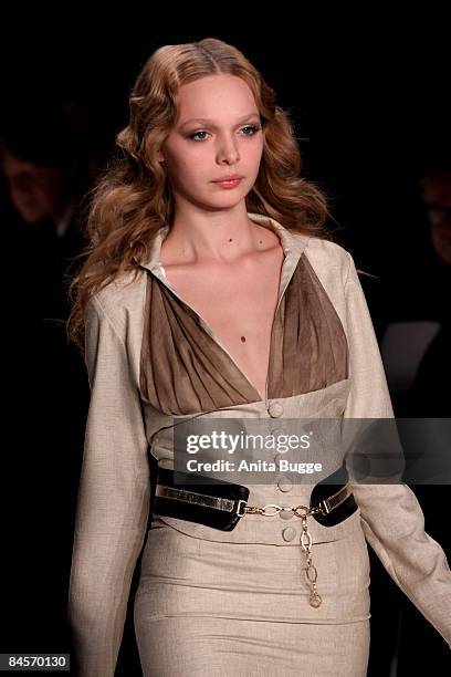 Model walks the runway at the Kilian Kerner fashion show during the autmn/winter 2009/10 Mercedes Benz Fashion week on January 31, 2009 in Berlin,...