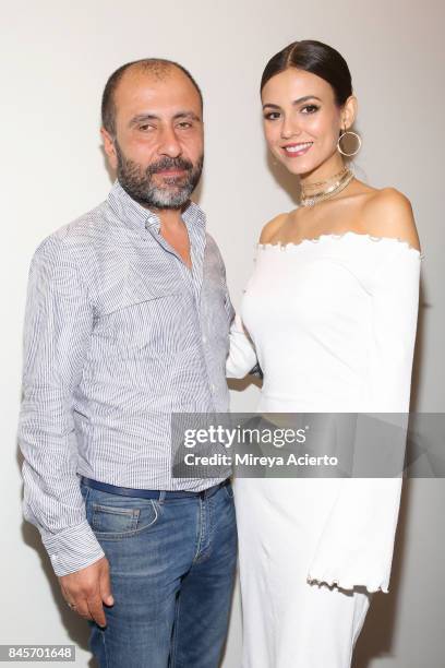 Numan Ataker and Victoria Justice attend the John Paul Ataker fashion show during New York Fashion Week: The Shows at Gallery 1, Skylight Clarkson Sq...