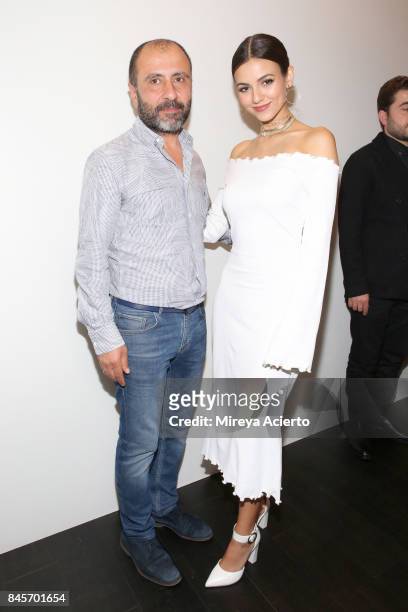 John Paul Ataker and Victoria Justice attend the John Paul Ataker fashion show during New York Fashion Week: The Shows at Gallery 1, Skylight...
