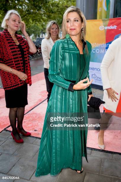 Queen Maxima of The Netherlands attends the LOEY award ceremony for the best online entrepreneur in the Cloud building on September 11, 2017 in...