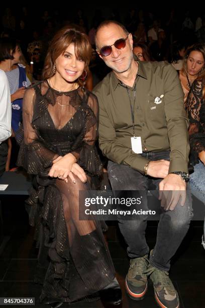 Paula Abdul and guest attend the John Paul Ataker fashion show during New York Fashion Week: The Shows at Gallery 1, Skylight Clarkson Sq on...