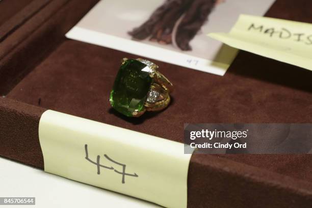 Jewelry detail backstage for Dennis Basso fashion show during New York Fashion Week: The Shows at The Plaza Hotel on September 11, 2017 in New York...