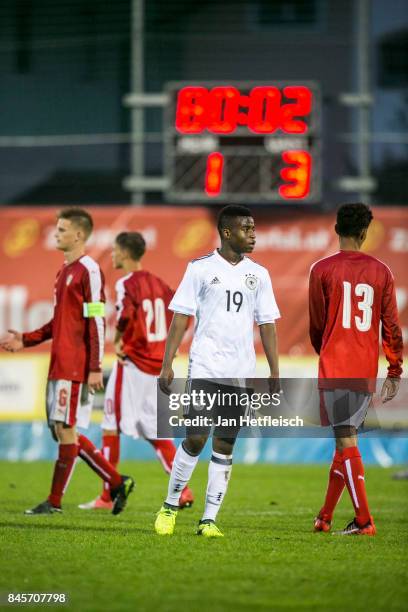 Youssoufa Moukoko of Germany after the friendly match between U16 Austria and U16 Germany on September 11, 2017 in Zell am Ziller, Austria.