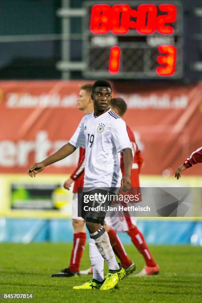 Youssoufa Moukoko of Germany after the friendly match between U16 Austria and U16 Germany on September 11, 2017 in Zell am Ziller, Austria.