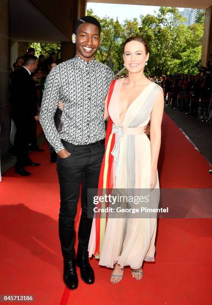 Brie Larson and Mamoudou Athie attend the "Unicorn Store" premiere during the 2017 Toronto International Film Festival at Ryerson Theatre on...
