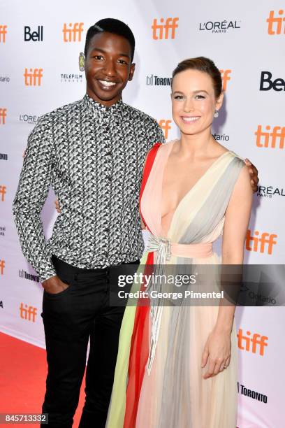 Mamoudou Athie and Brie Larson attend the "Unicorn Store" premiere during the 2017 Toronto International Film Festival at Ryerson Theatre on...