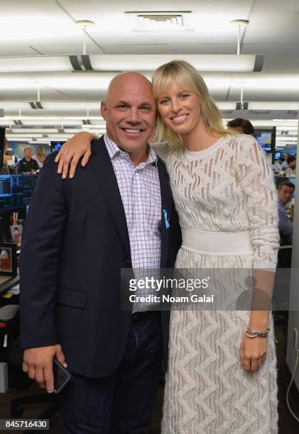 Baseball player Jim Leyritz and Model Karolina Kurkova participate in Annual Charity Day hosted by Cantor Fitzgerald, BGC and GFI at Cantor...