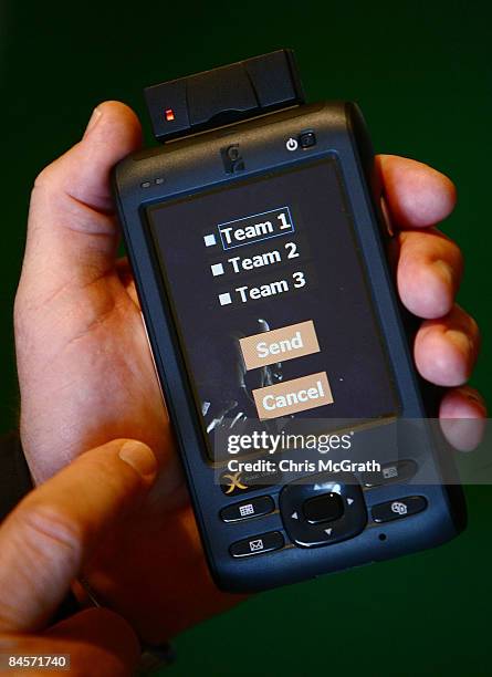 The ID Coach Personal Remote Terminal is shown at the launch of the Isacc Daniel, ID Coach at the Sheraton Riverwalk on January 31, 2009 in Tampa,...