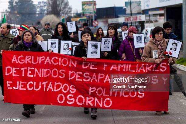 Osorno, Chile. 11 September 2017. Relatives of the Disappeared, former political prisoners, social organizations and political parties commemorated...