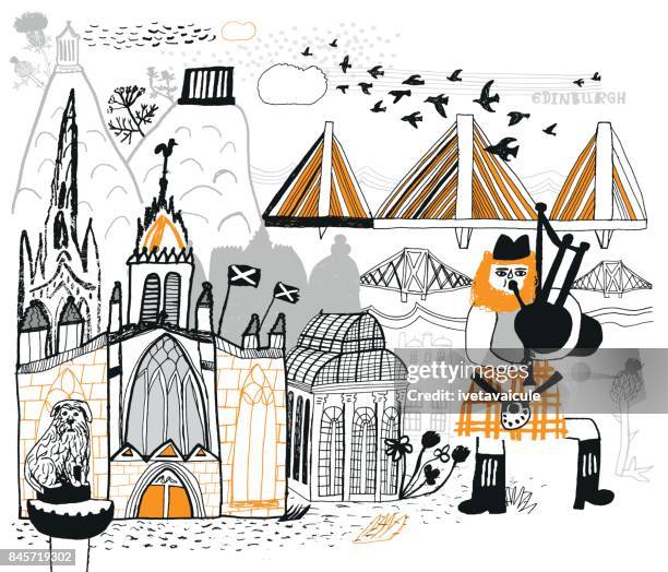 edinburgh in schottland - calton hill stock-grafiken, -clipart, -cartoons und -symbole