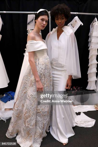 Models prepare backstage for John Paul Ataker fashion show during New York Fashion Week: The Shows at Gallery 1, Skylight Clarkson Sq on September...