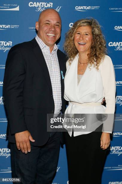 Baseball player Jim Leyritz and Edie Lutnick attend Annual Charity Day hosted by Cantor Fitzgerald, BGC and GFI at Cantor Fitzgerald on September 11,...