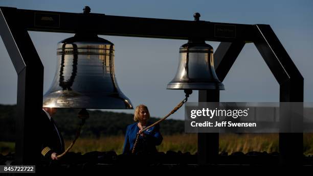 Bells are sounded as each victim's name is read at the Flight 93 National Memorial on the 16th Anniversary ceremony of the September 11th terrorist...