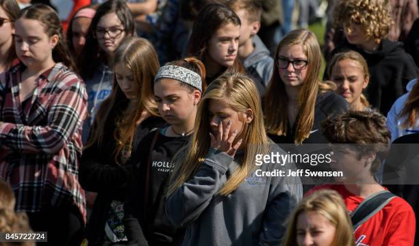 Visitors listen to speakers at the Flight 93 National Memorial on the 16th Anniversary ceremony of the September 11th terrorist attacks, September...