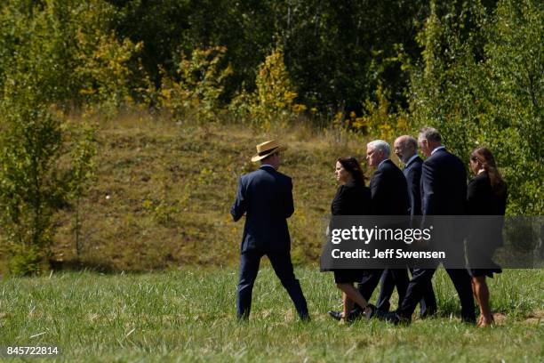 Vice President Mike Pence and his wife, Karen, tour the Flight 93 National Memorial on the 16th Anniversary ceremony of the September 11th terrorist...