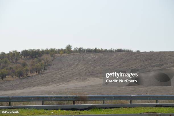 The construction site of a new road project is pictured after cutting through the Middle East Technical University's forested campus in Ankara,...