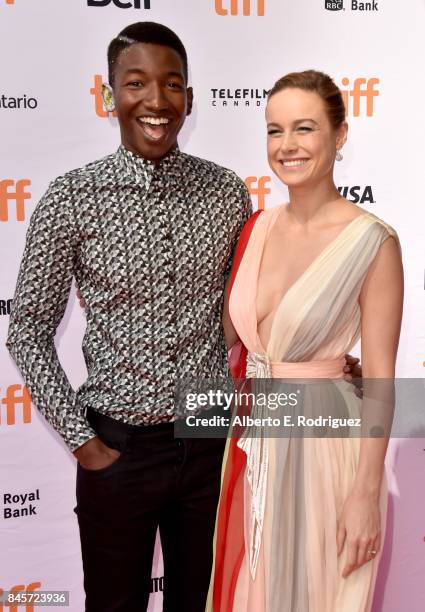 Mamoudou Athie and Brie Larson attend the "Unicorn Store" premiere during the 2017 Toronto International Film Festival at Ryerson Theatre on...