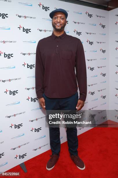 Former NBA basketball player John Wallace attends Annual Charity Day hosted by Cantor Fitzgerald, BGC and GFI at BGC Partners, INC on September 11,...