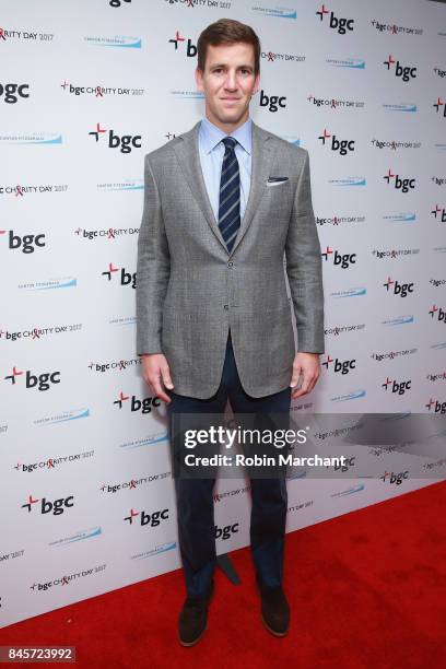 Football player Eli Manning attends Annual Charity Day hosted by Cantor Fitzgerald, BGC and GFI at BGC Partners, INC on September 11, 2017 in New...