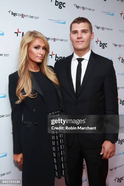 Model Paris Hilton and actor Chris Zylka attend Annual Charity Day hosted by Cantor Fitzgerald, BGC and GFI at BGC Partners, INC on September 11,...