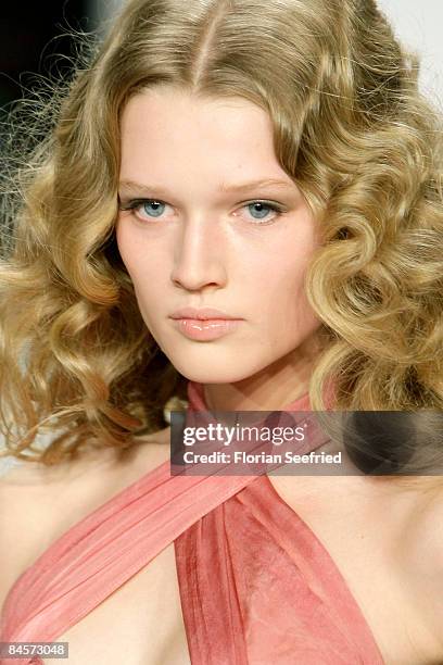 Model Toni Garrn walks down the runway at 'Kilian Kerner Fashion Show' during the Mercedes Benz Fashion Week A/W 2009 at Bebelplace on January 31,...