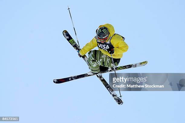 Colby West skis during the finals of the Ski Half Pipe during the Visa Freestyle International, a FIS Freestyle World Cup event, at Park City...