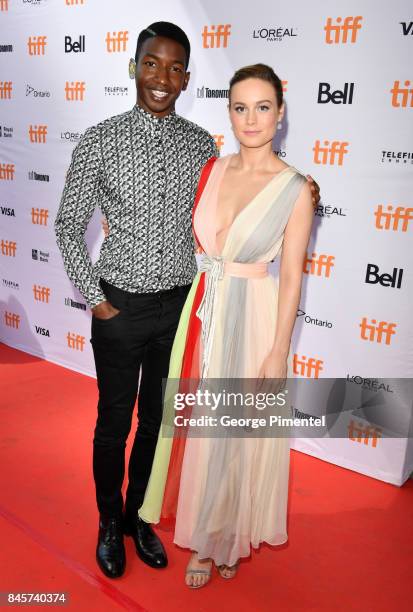 Mamoudou Athie and Brie Larson attend the "Unicorn Store" premiere during the 2017 Toronto International Film Festival at Ryerson Theatre on...