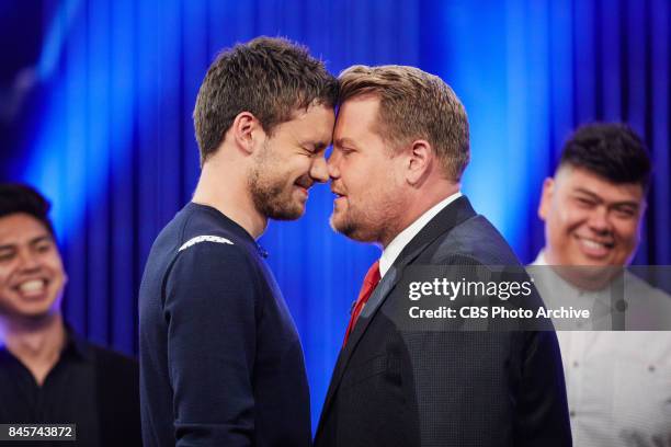 Liam Payne, The Filharmonic, and host James Corden perform a Riff-Off during "The Late Late Show with James Corden," Wednesday, September 6, 2017 On...