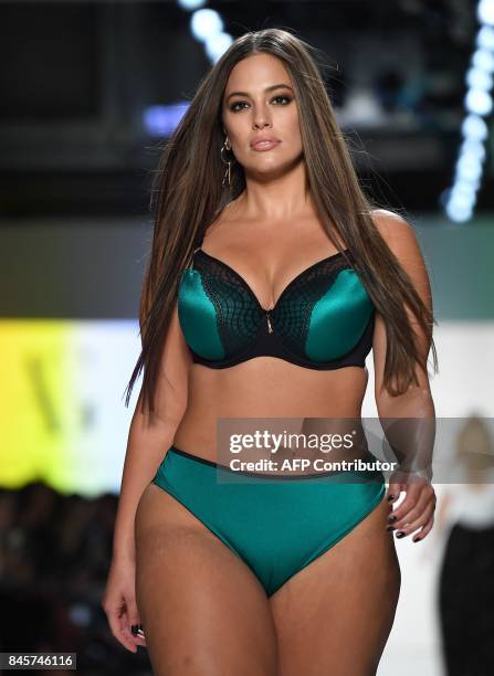 Model Ashley Graham walks the runway for Addition Elle on September 11, 2017 during the New York Fashion Week in New York City. Ashley Graham, who...