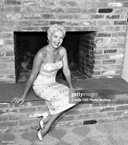 Advance art for Chryslers Shower of Stars musical and variety program on CBS television. Featured actor Betty Grable is pictured. Episode titled:...