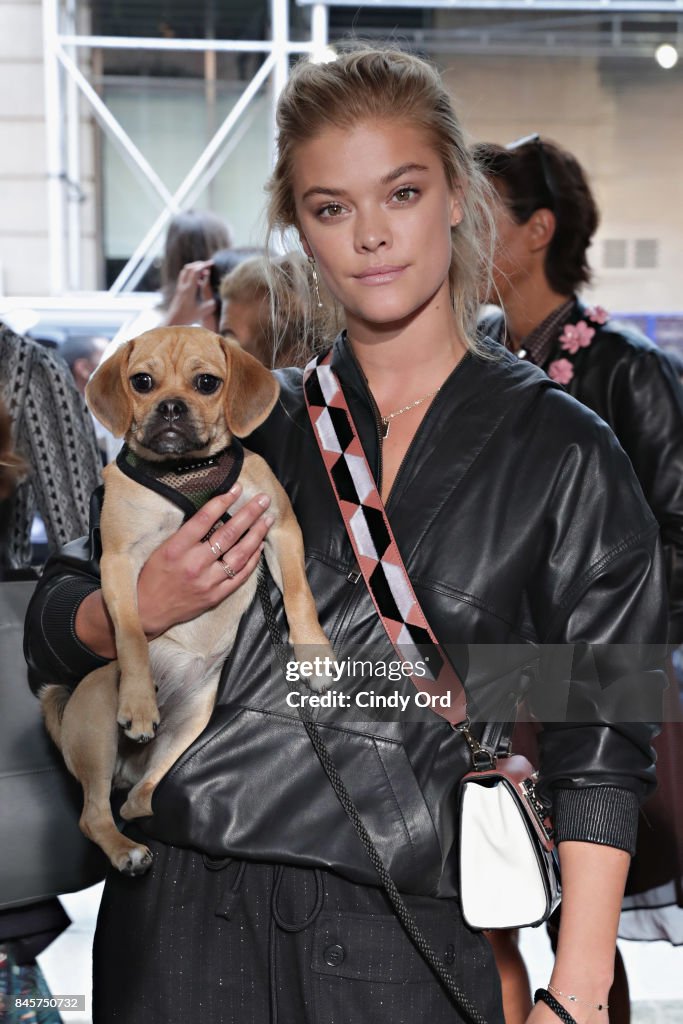 Nina Agdal and her puggle Daisy attend the Zadig & Voltaire September