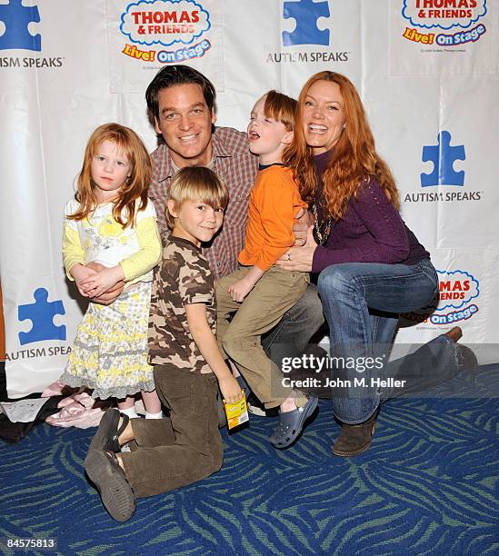 Kate Johnson, Bart Johnson, Owen Chamberlin, Baylen Johnson and Lori Lively attend the opening night performance of Thomas & Friends Live! On Stage:...