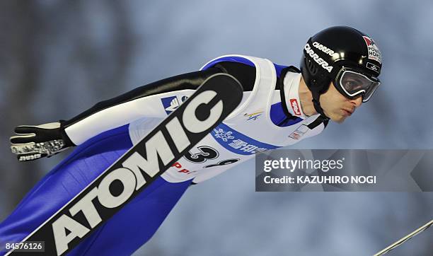 Austria's Loitzl Wolfgang soars in the air during the 18th leg World Cup Ski Jumping competition in Sapporo on, January 31, 2009. The 19th leg of the...