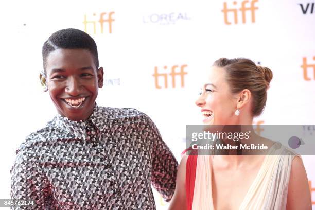 Mamoudou Athie and Brie Larson attend the 'Unicorn Store' premiere during the 2017 Toronto International Film Festival at Ryerson Theatre on...
