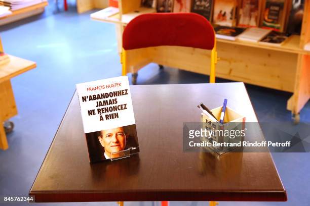 Illustration view during Francis Huster signs his Book "N'abandonnez jamais, ne renoncez a rien" at the Bookstore of the Theatre du Rond-Point on...