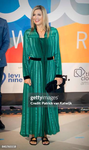 Queen Maxima of The Netherlands attends the LOEY award ceremony for the best online entrepreneur in the Cloud building on September 11, 2017 in...