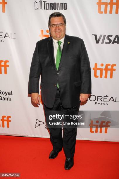 Mayor of Montreal Denis Coderre attends the 'Hochelaga, Terre des Ames' premiere at Roy Thomson Hall on September 9, 2017 in Toronto, Canada.