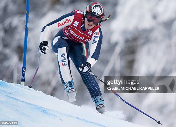 Italy's Nadia Fachini competes to place 4th inthe women's Super G event of the FIS Alpine Ski World Cup in Garmisch-Partenkirchen, southern Germany,...