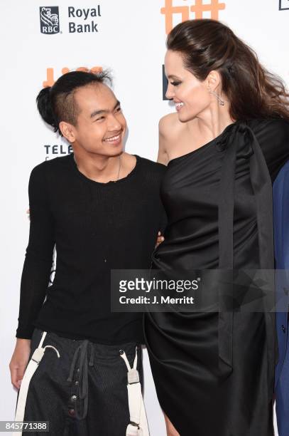 Maddox Jolie-Pitt, and Angelina Jolie attend the "First They Killed My Father" premiere during the 2017 Toronto International Film Festival at...