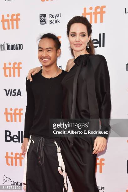 Maddox Jolie-Pitt, and Angelina Jolie attend the "First They Killed My Father" premiere during the 2017 Toronto International Film Festival at...