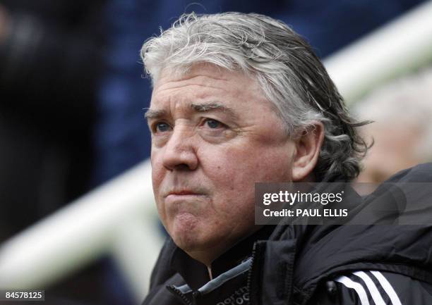 Newcastle United manager Joe Kinnear takes his seat before taking on Sunderland in their English Premier League football match at St James Park in...