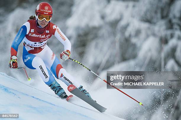 Swiss Fabienne Suter competes to place 6th in the women's Super G event of the FIS Alpine Ski World Cup in Garmisch-Partenkirchen, southern Germany,...