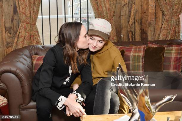 Ellen Page and Emma Portner at the MY DAYS OF MERCY premiere party hosted by GREY GOOSE Vodka and Soho House on September 11, 2017 in Toronto, Canada.